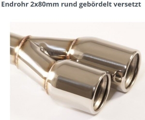 Bild von Endrohrvariante zu Auspuff gerade rund  2x80mm eingerollt (Endrohre versetzt)