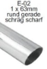 Bild von Endrohrvariante zu Auspuff gerade  rund  1x63mm  nicht eingerollt schräg 15° ohne Absorber