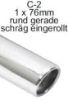 Bild von Endrohrvariante zu Auspuff gerade  rund  1x76mm eingerollt schräg 15° ohne Absorber