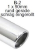 Bild von Endrohrvariante zu Auspuff gerade  rund  1x90mm eingerollt schräg 15° ohne Absorber