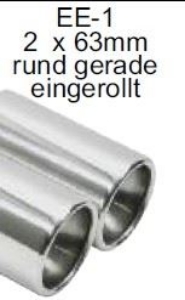 Bild von Endrohrvariante zu Auspuff gerade  rund 2x63mm eingerollt mit Absorber