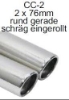 Bild von Endrohrvariante zu Auspuff gerade  rund 2x76mm eingerollt schräg 15° mit Absorber