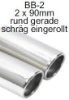 Bild von Endrohrvariante zu Auspuff gerade  rund 2x90mm eingerollt schräg 15° mit Absorber