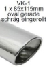 Bild von Endrohrvariante zu Auspuff gerade oval 1x115/85mm eingerollt schräg nach Seite mit Absorber