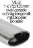 Bild von Endrohrvariante zu Auspuff gerade oval 1x135/75mm eingerollt mit Absorber