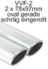 Bild von Endrohrvariante zu Auspuff gerade oval 2x97/78mm eingerollt schräg 15° ohne Absorber