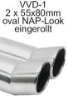 Bild von Endrohrvariante zu Auspuff DTM oval 2x80/55mm eingerollt gekantet