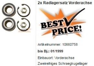 Bild von Radlager Citroen Saxo /Peugeot 106, -Fr mit ABS *